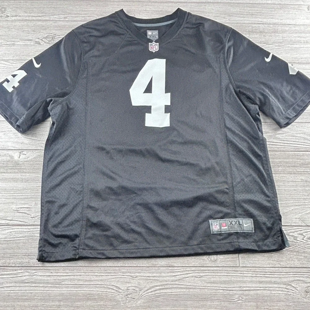 Nike NFL Oakland Raiders Derek Carr 4 Jersey Mens XXL Black Football On Field